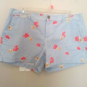 Striped Shorts with Floral Print